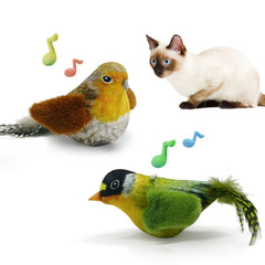 LEWISER: deux oiseaux-jouets chat chantants pour stimulation chasse et jeu.