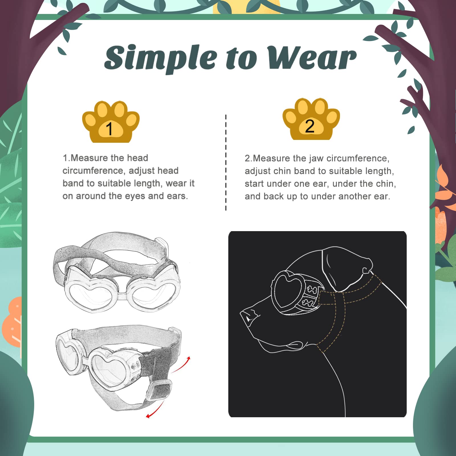 Lewondr lunettes chien protection contre le vent pendant les promenades.