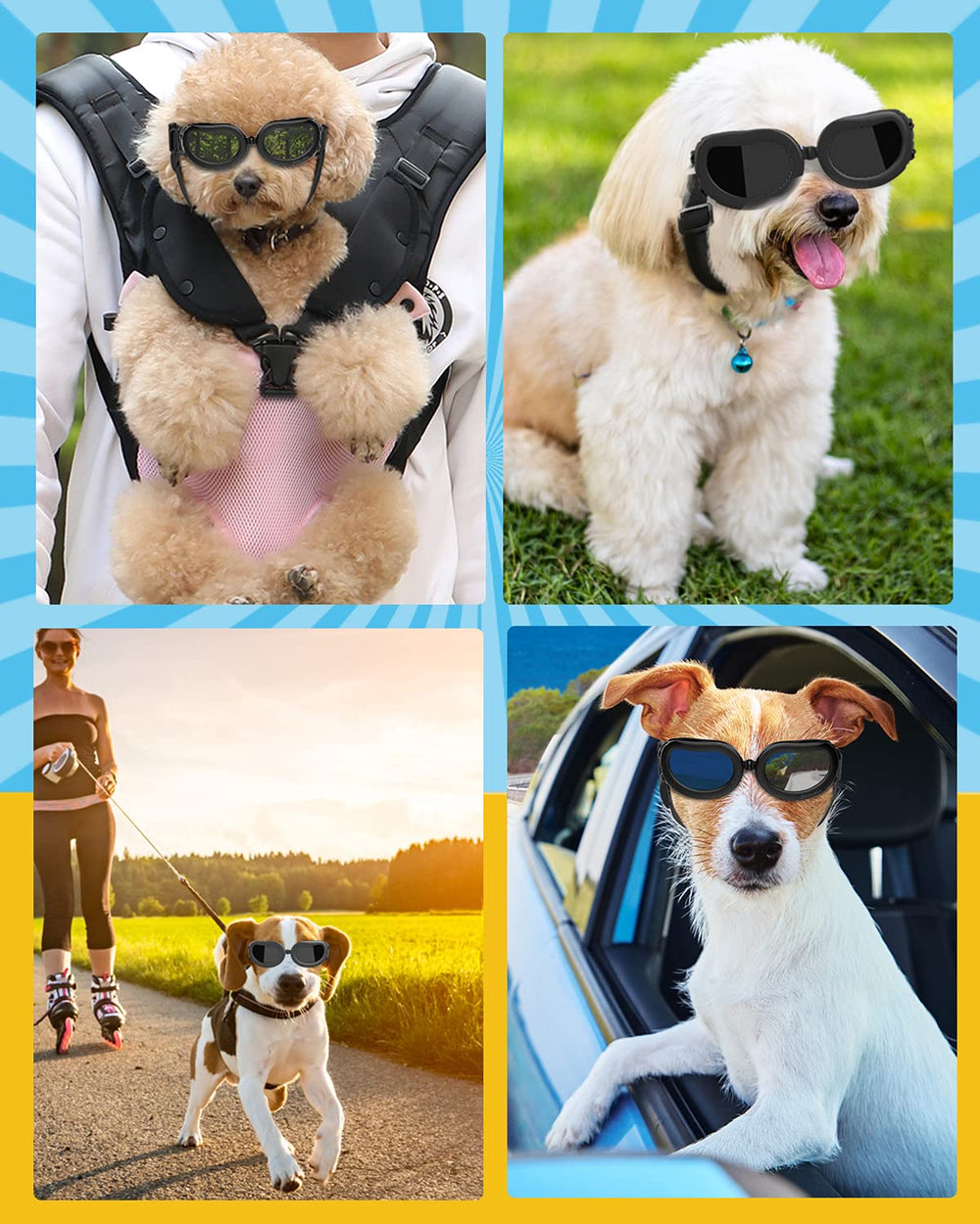 Lewondr lunettes chien petit: poids léger pour port quotidien et confort longue durée