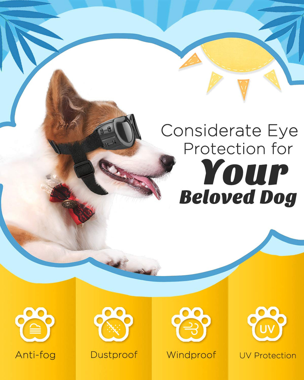 Lewondr lunettes chien petit porté: chien portant les lunettes lors de balades et photos