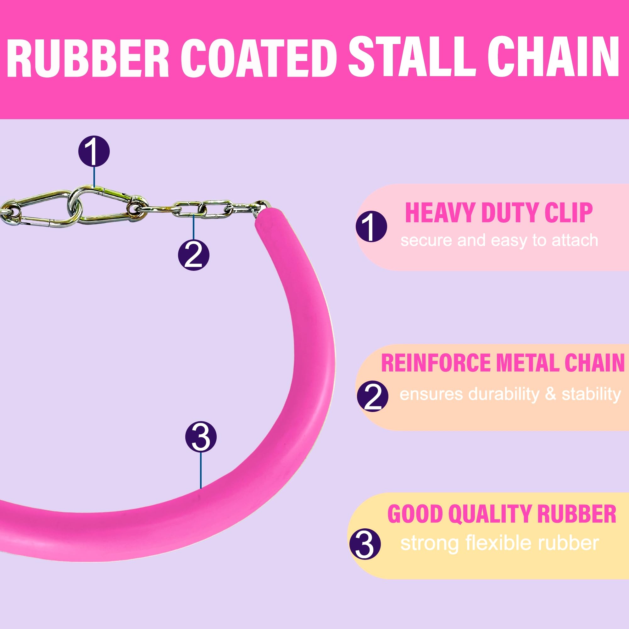 LEXNEL attaches robustes rose assurant une fixation sûre en écurie et transport.