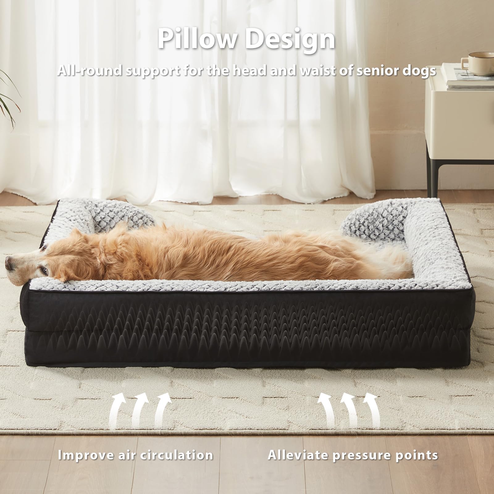LEXTRO lit chien grande taille 36 x 27 x 6,5 pouces, espace généreux