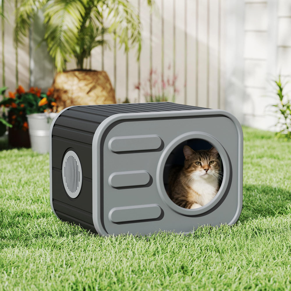 LHBcraft Maison-chat extérieur-imperméable, design caméra, abri sûr pour chats.