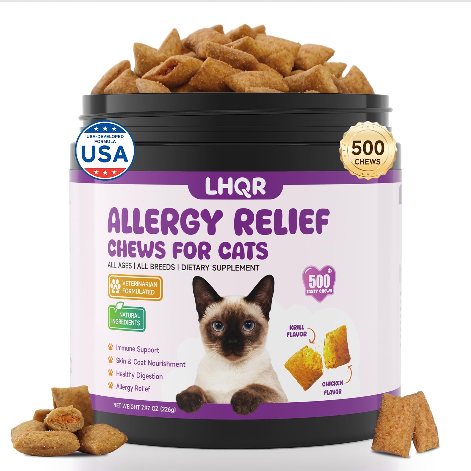 LHQR 500 gommes-relief allergie chat emballage clair et pratique.
