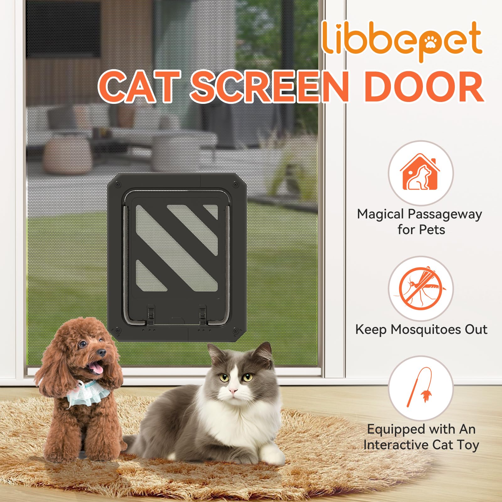 LIBBEPET Porte-chat ouverture 7-1x9 pouces: passage rapide et pratique.