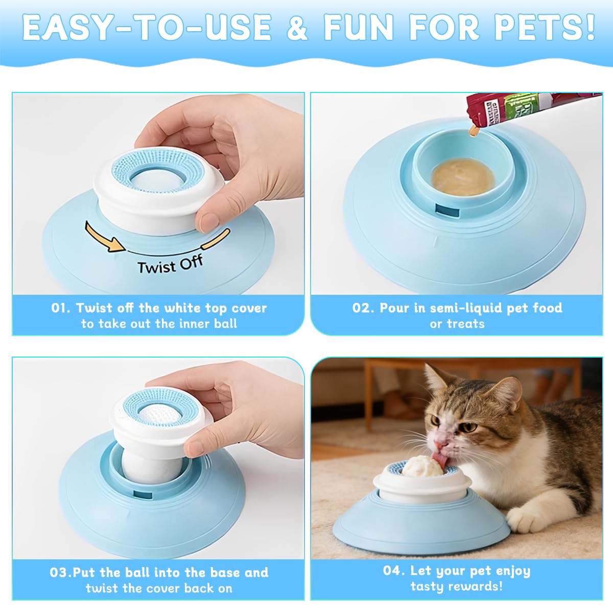 Lick Sphere compatible chiens et chats, enrichit les repas quotidiens.