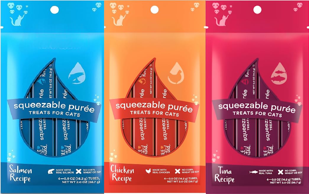 Lickables Chats – emballage varié poulet-thon-saumon, pack de 12 tubes