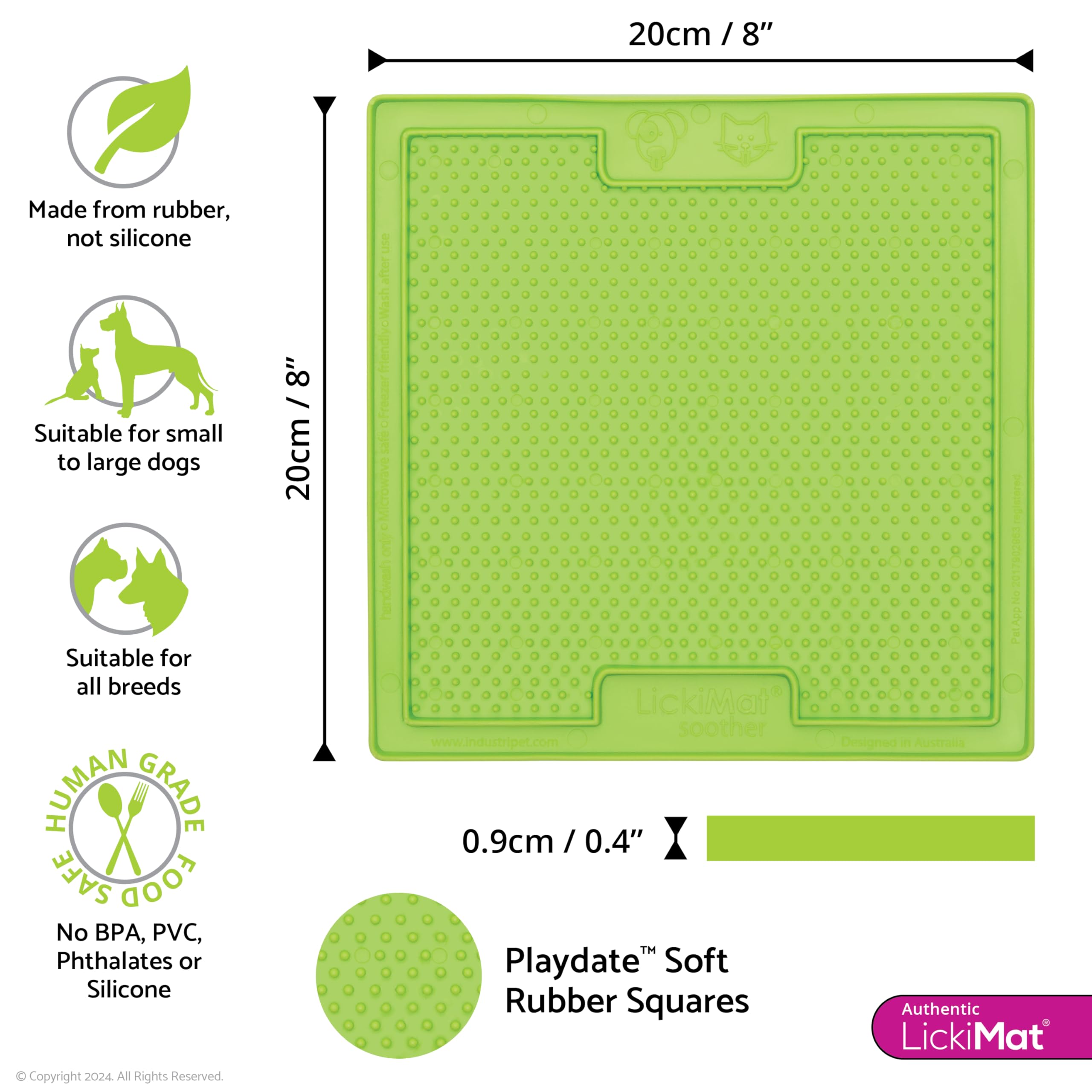 LickiMat Classic avec surface texturée pour stimuler la production de salive.