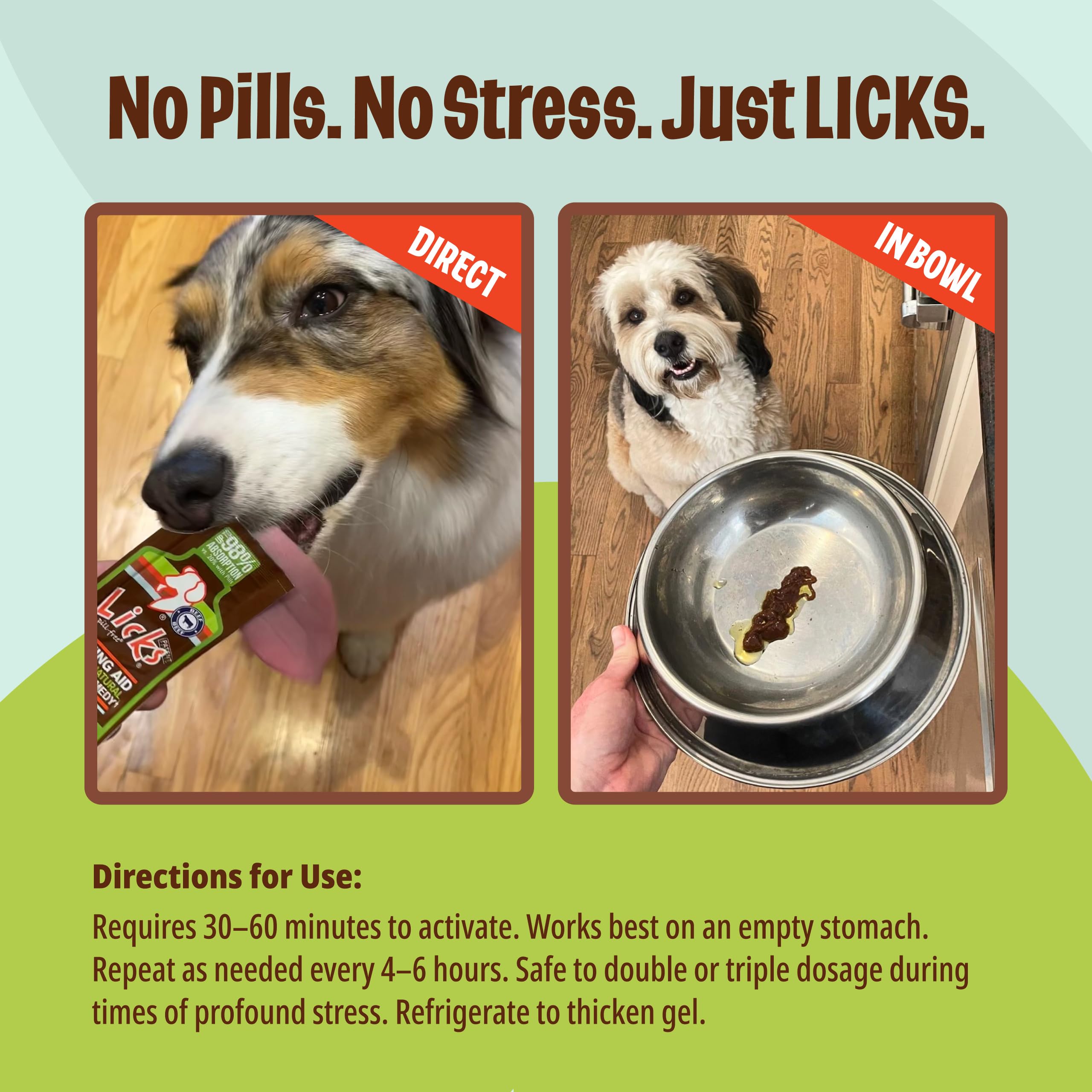 Licks Dog Zen – ingrédients naturels, formulation sûre et simple pour le bien-être.