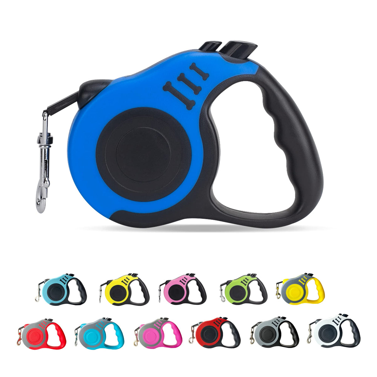 LIEVUIKEN laisse télescopique bleue rétractable pour promenades fluides.