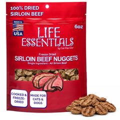 Life Essentials par Cat-Man-Doo - Nuggets de boeuf sirloin lyophilisés, en-cas protéiné pour l'entraînement canin.