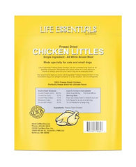 Life Essentials Chicken Littles, ingrédient unique poulet lyophilisé, récompenses simples et saines pour l'entraînement.