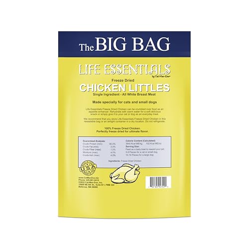 Life Essentials morceaux poulet lyophilise, récompense rapide et protéinée pour l'entraînement.