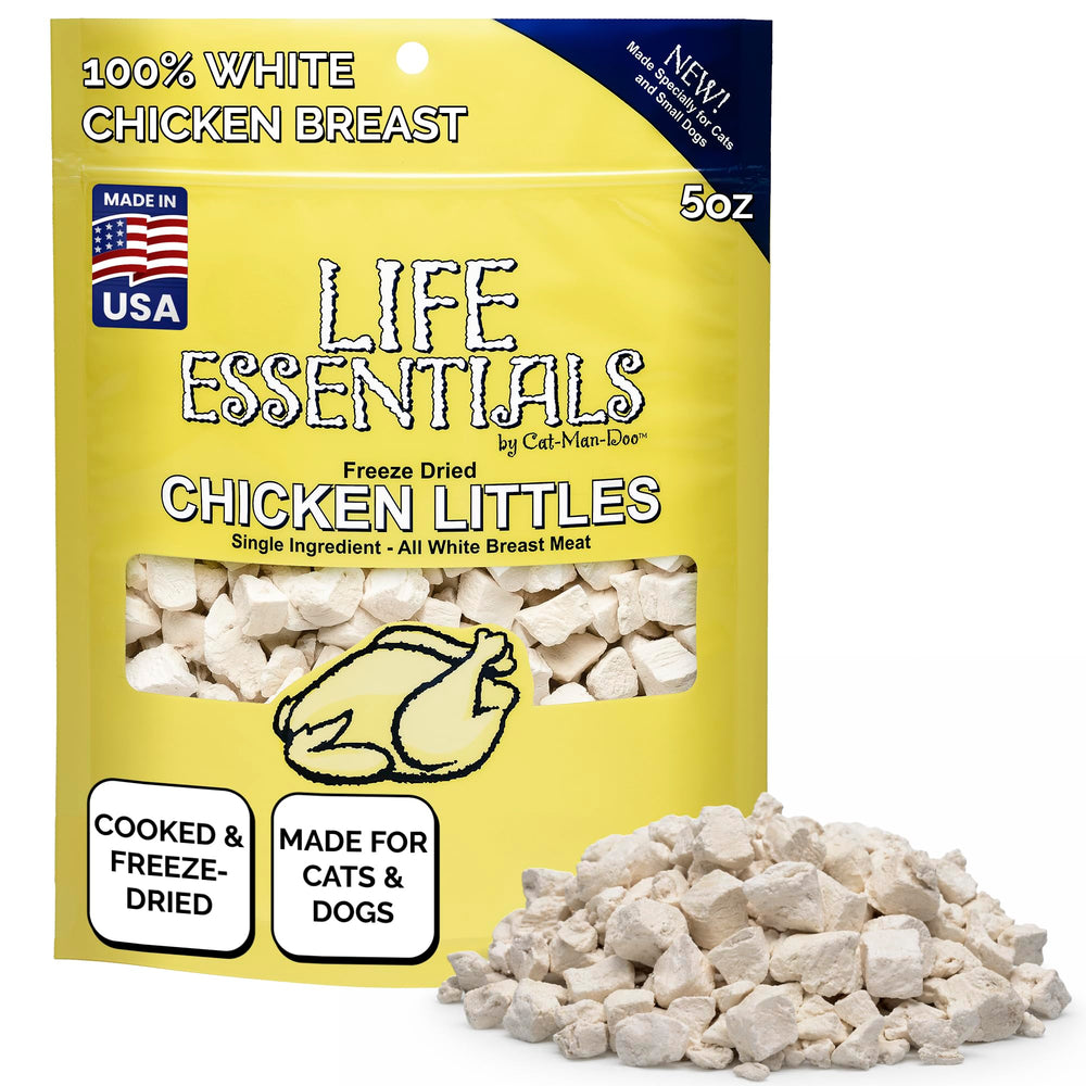 Life Essentials Chicken Littles, bouchées lyophilisées faciles à doser pour chats et petits chiens.