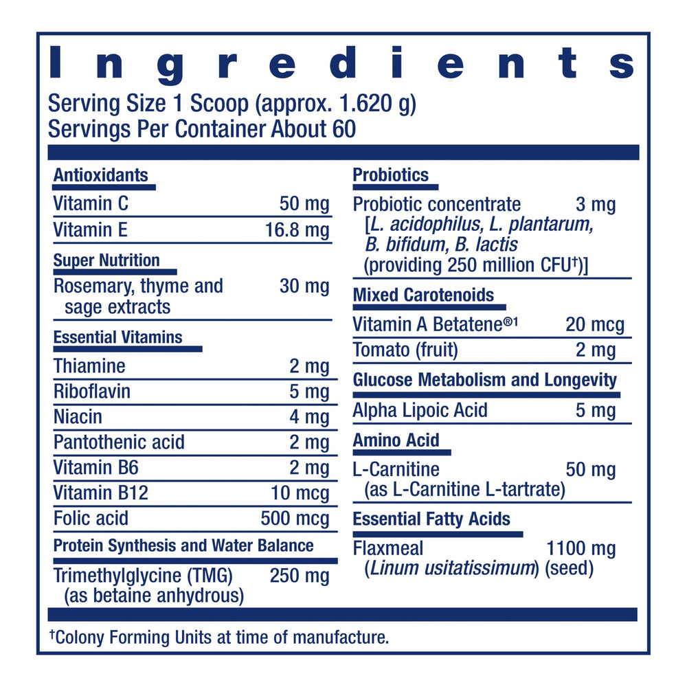 Life Extension Dog Mix: ingrédients clés, vitamines et probiotiques.