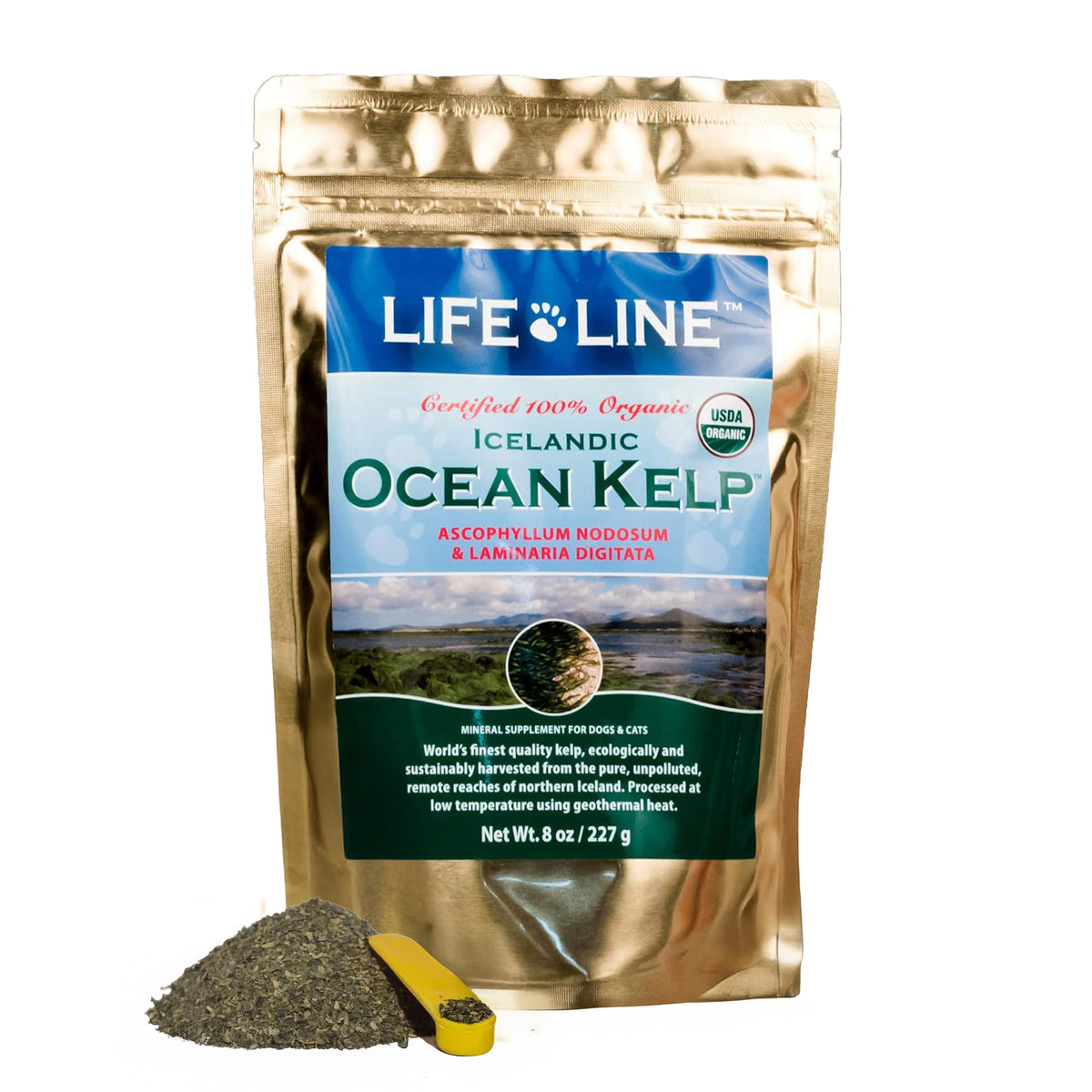 Life Line Organic Ocean Kelp emballage, complément naturel pour peau et pelage