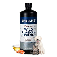 Life Line Pet Nutrition: Bouteille huile poisson Alaska pour peau et pelage sains.