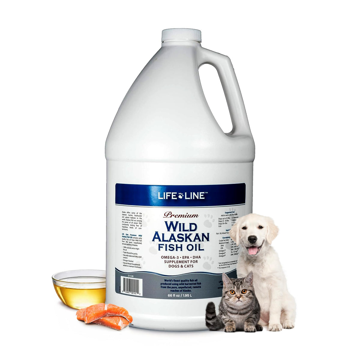 Life Line Pet Nutrition huile saumon sauvage Alaska : flacon-huile-saumon-sauvage-alaska, peau saine et pelage brillant