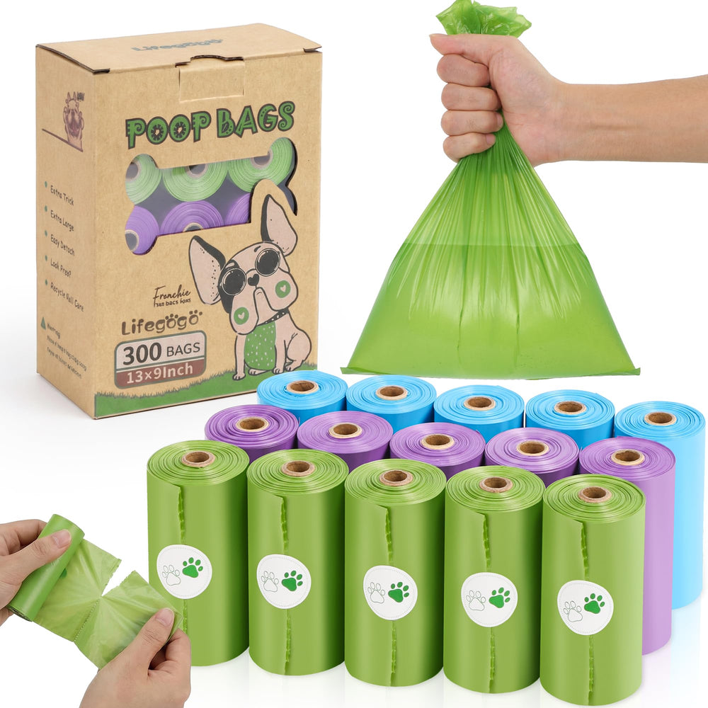 Sacs Lifegogo pour crottes de chien, rouleaux 300, pratique lors des promenades.