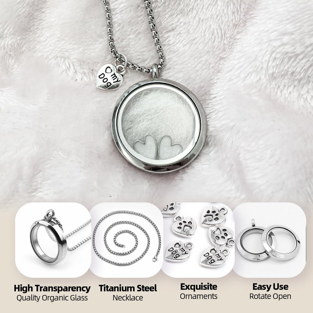 Collier mémoire Poil Lifelisa : pendentif verre-cercle pour souvenirs.