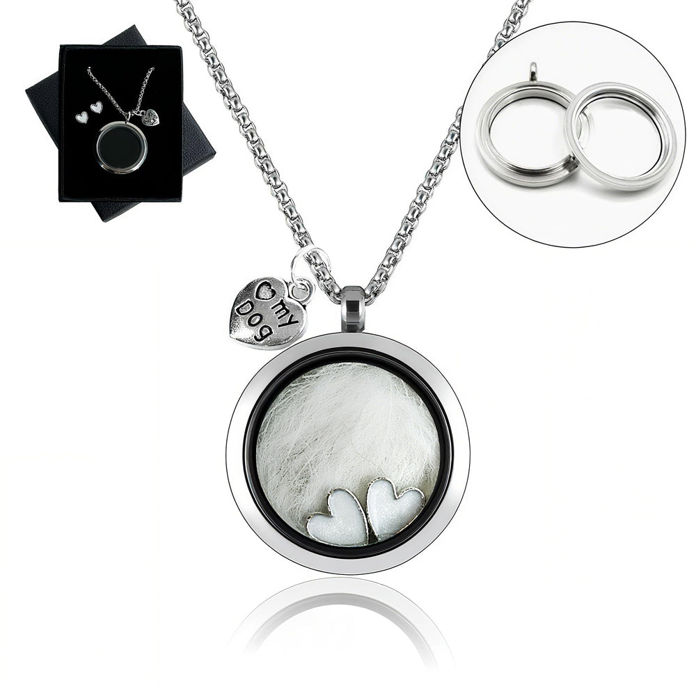Lifelisa collier-verre cercle memoír, porte-poil chien pour garder un souvenir près du cœur.