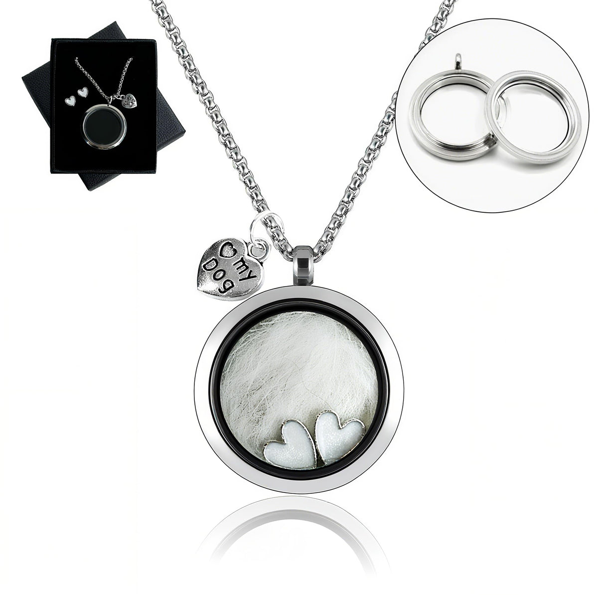 Lifelisa collier-verre cercle memoír, porte-poil chien pour garder un souvenir près du cœur.