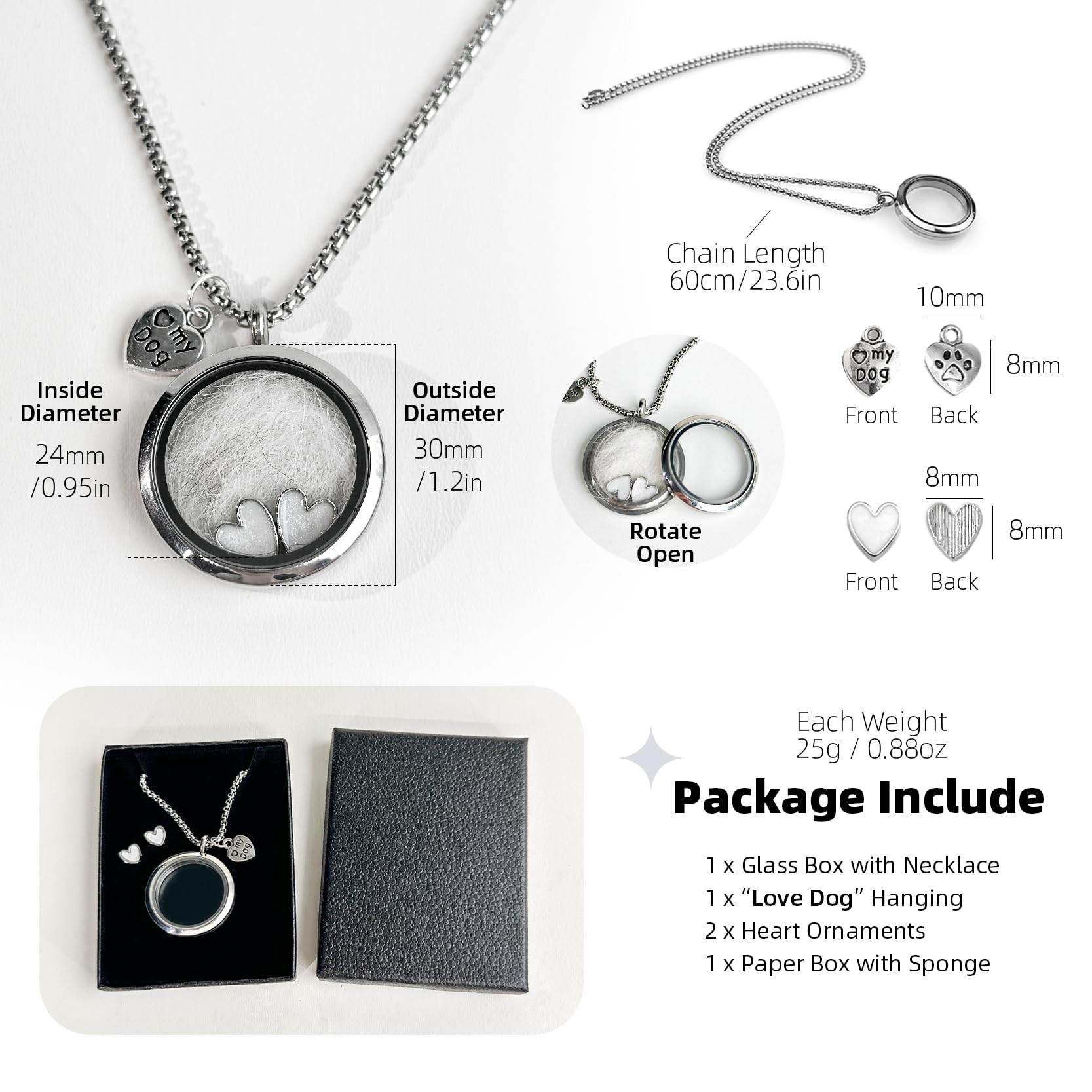 Lifelisa pendentif-verre memoire-animaux, accessoire raffiné pour mémoriel personnel.
