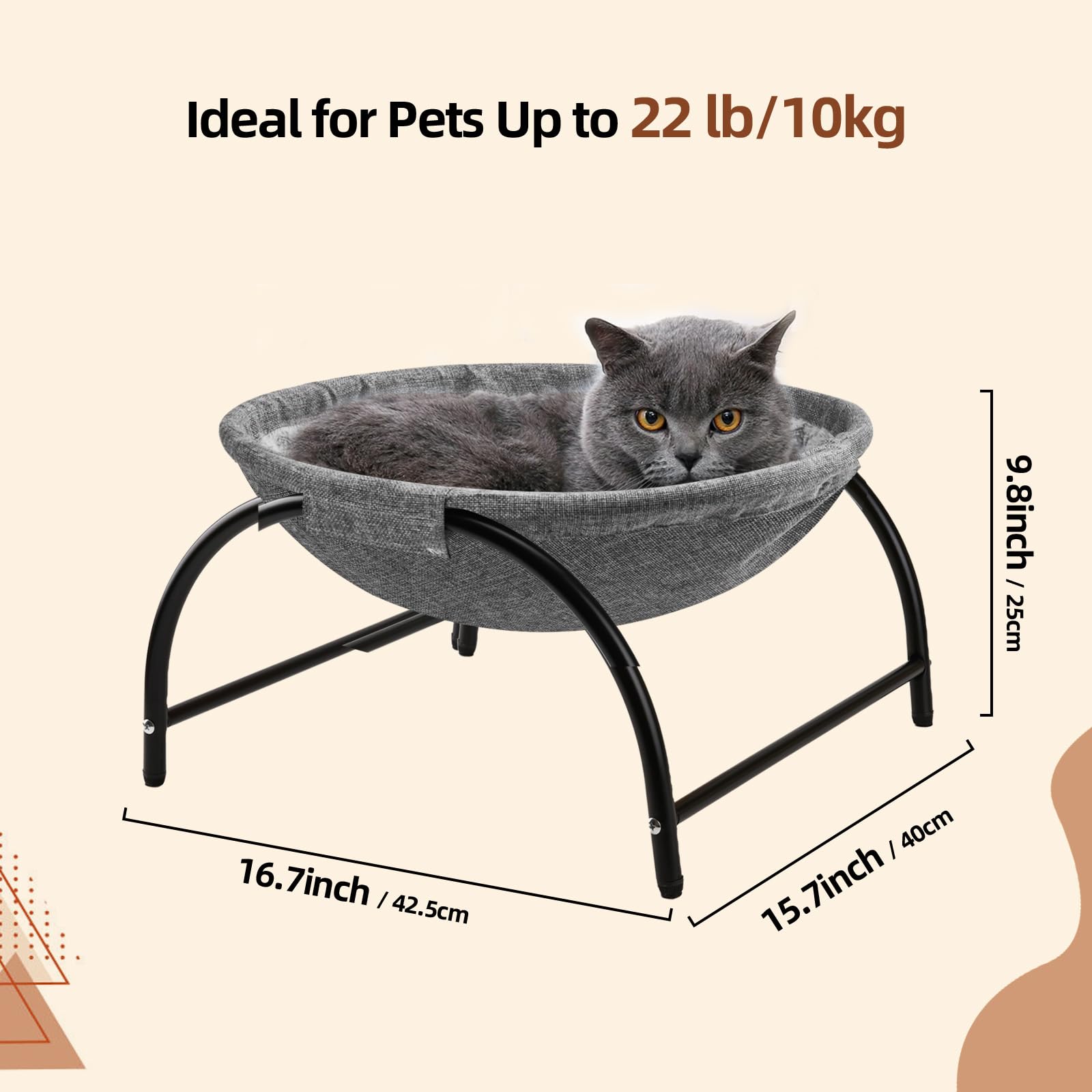 LIFLIX Hamac chat cadre stable à quatre pieds pour repos sûr.