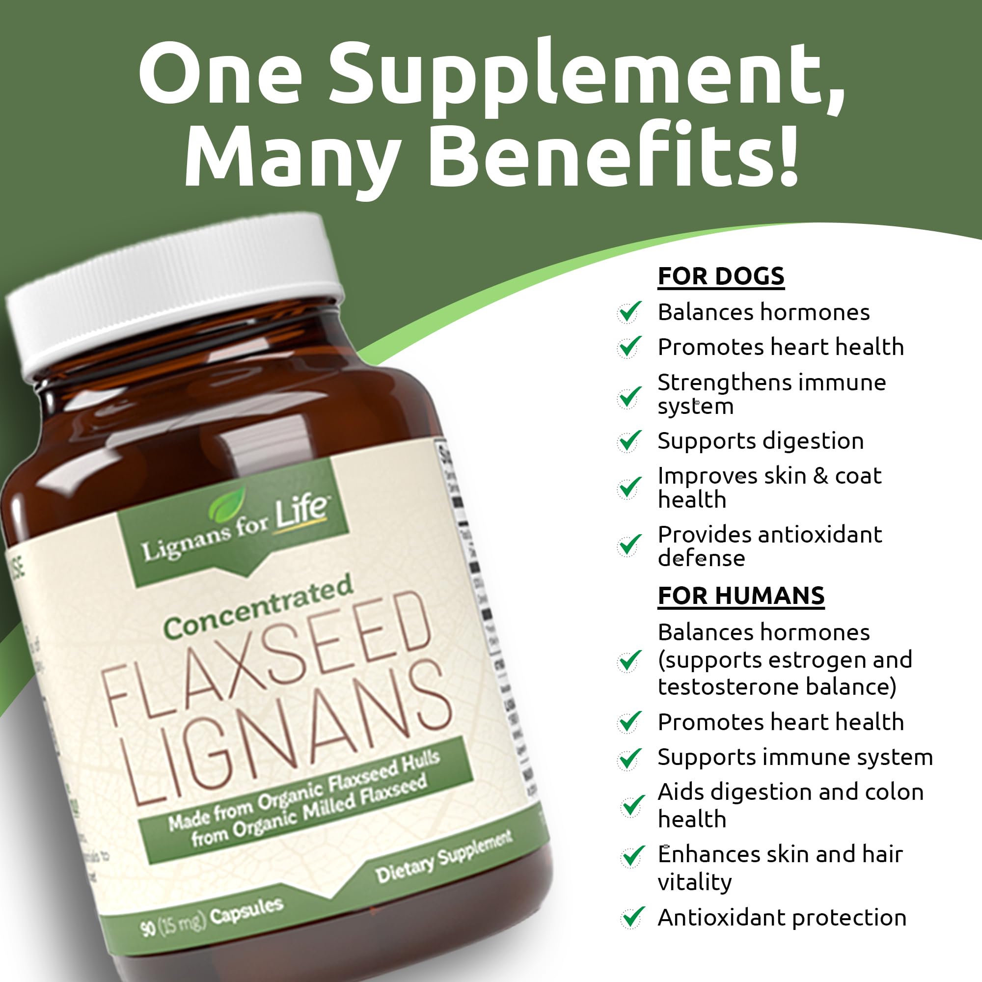 Lignans For Life : capsules pour adultes, utilisation quotidienne pratique.