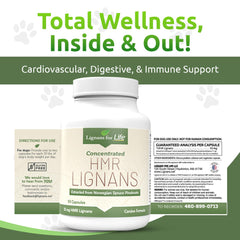 Lignans For Life : capsules 10 mg, soutien digestion et immunité canine.