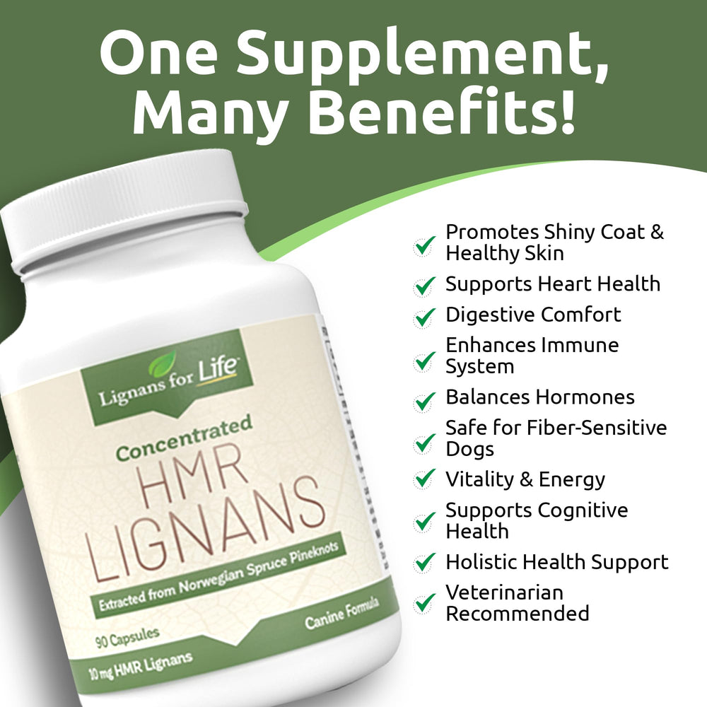 Lignans For Life : capsules 10 mg, convient pour chiens sensibles aux fibres.