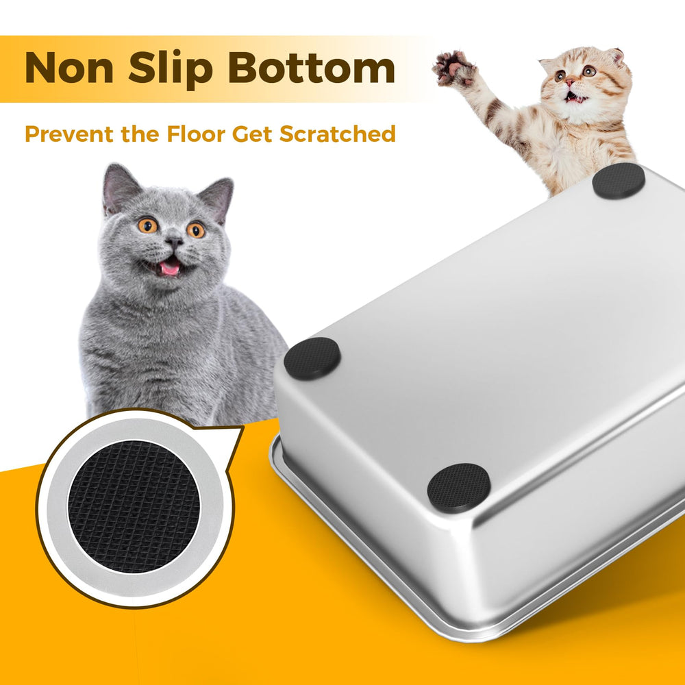 LIHONG litière chat inox angles arrondis, sécurité et confort