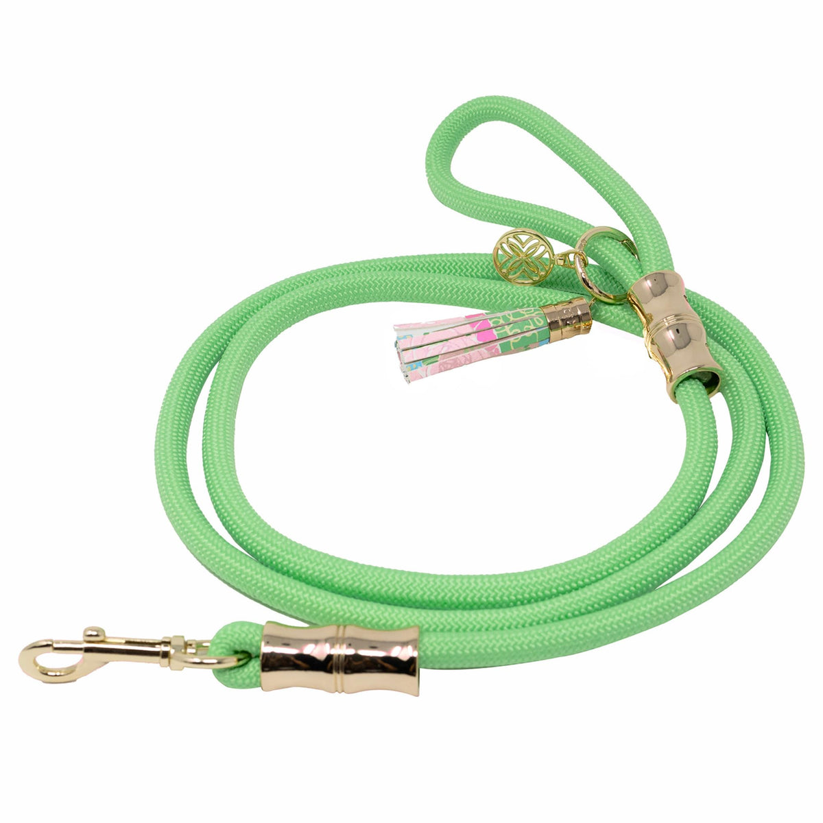 Lilly Pulitzer longe pour chien en corde de 6 pieds avec charms dorés, idéale pour promenades