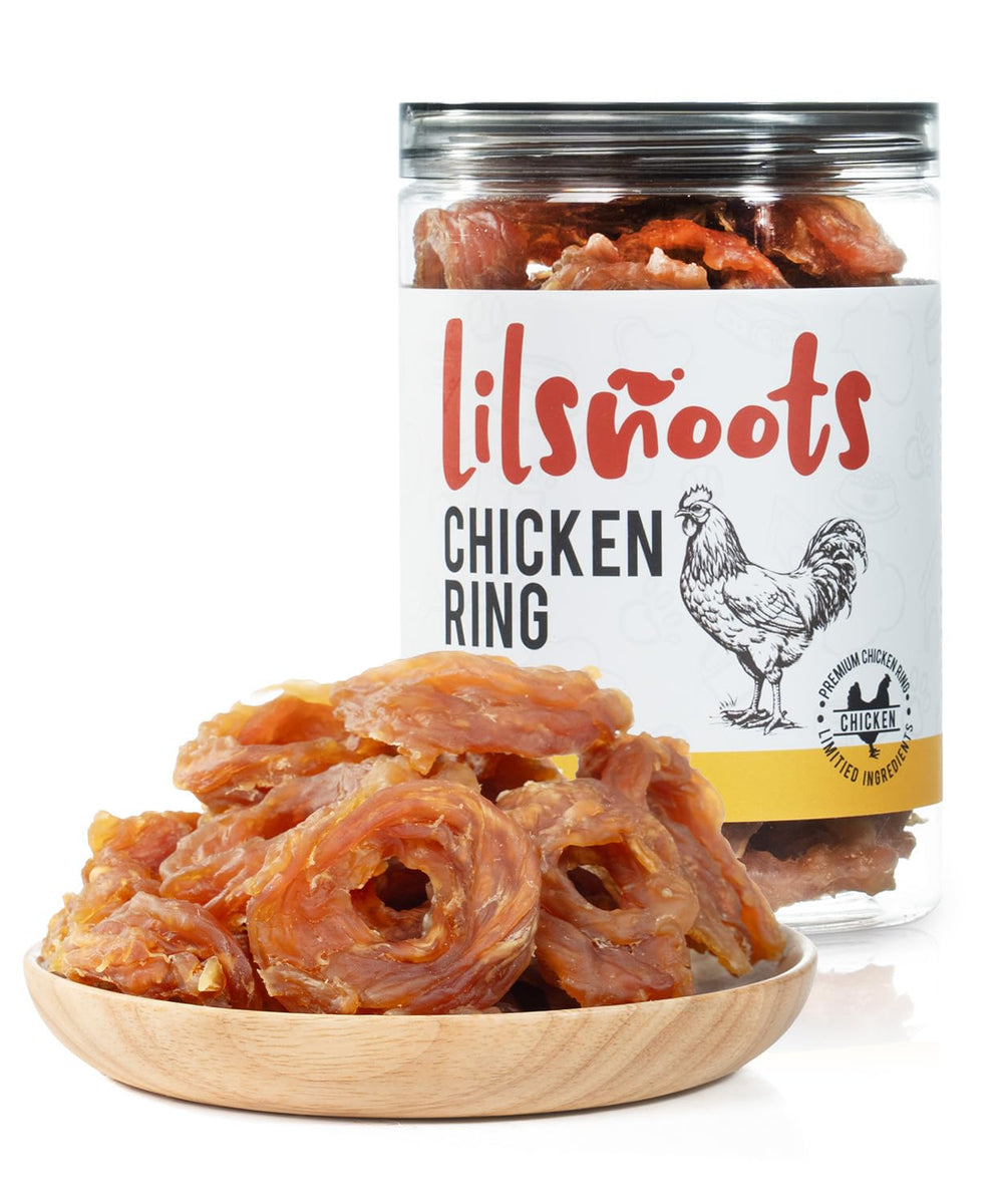 LILSNOOTS: anneaux de poulet déshydraté pour chien, friandise protéinée idéale pour l’entraînement.