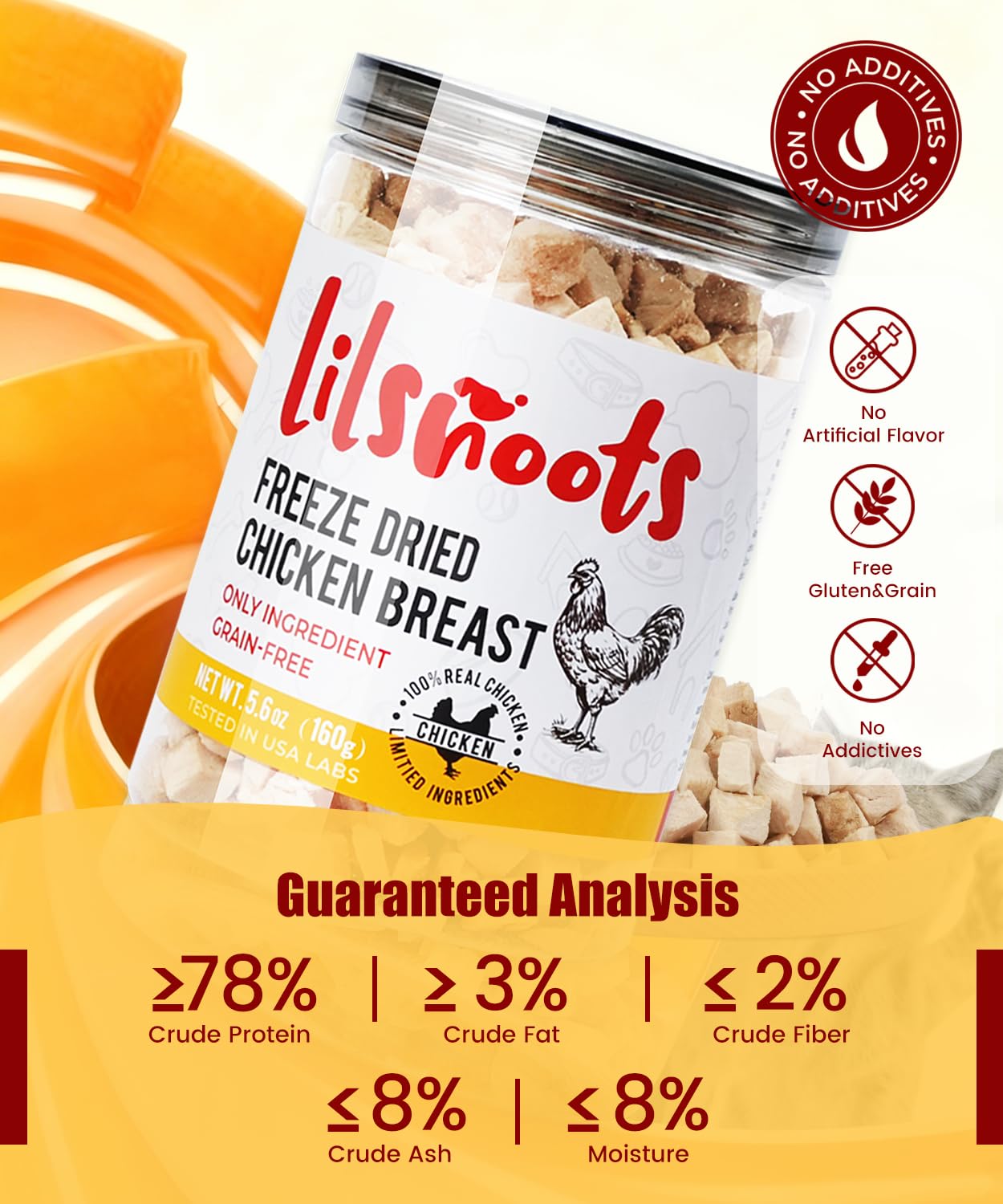 Topper repas LILSNOOTS poulet lyophilisé, rehausse la saveur des croquettes.
