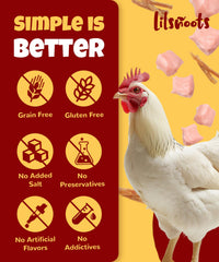 Texture douce des tranches de poulet LILSNOOTS, facile a mâcher pour chiens