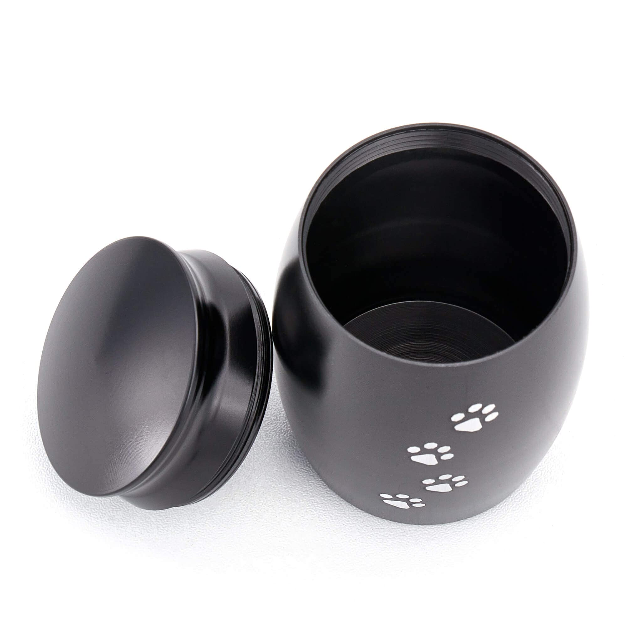 Urne Lines Arte mini noire, design compact et durable.