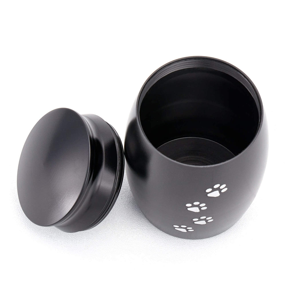 Urne Lines Arte mini noire, design compact et durable.