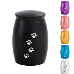Urne Lines Arte mini noire avec empreinte de patte, souvenir précieux.
