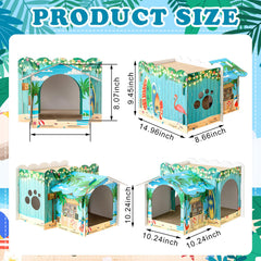 Lineshading – villa chat carton doubles étages Hawaii, design plage pour chats.