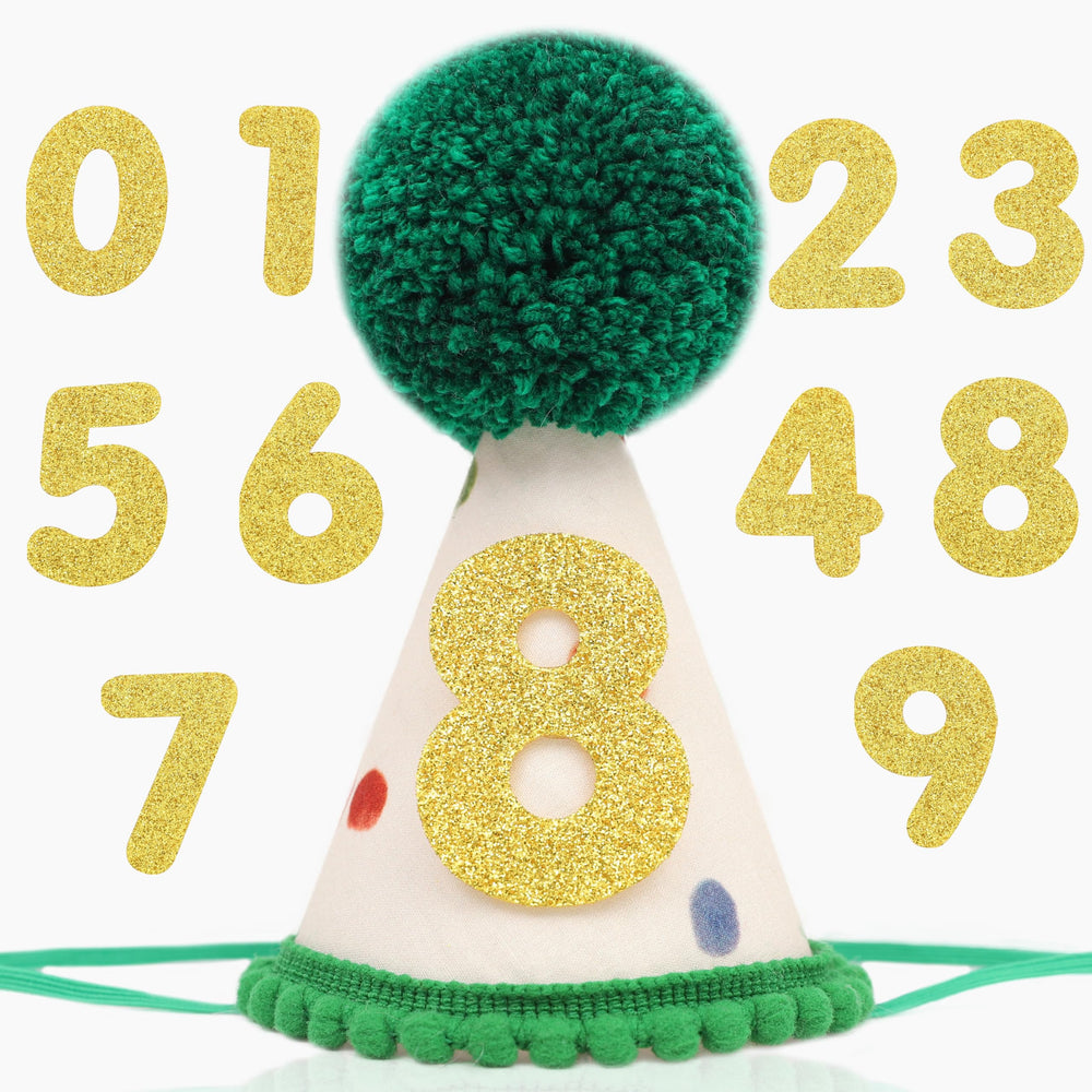 LINGANA chapeau anniversaire animal – nombres interchangeables 1 a 10 pour photos.