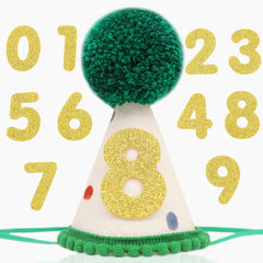 LINGANA chapeau anniversaire animal – nombres interchangeables 1 a 10 pour photos.