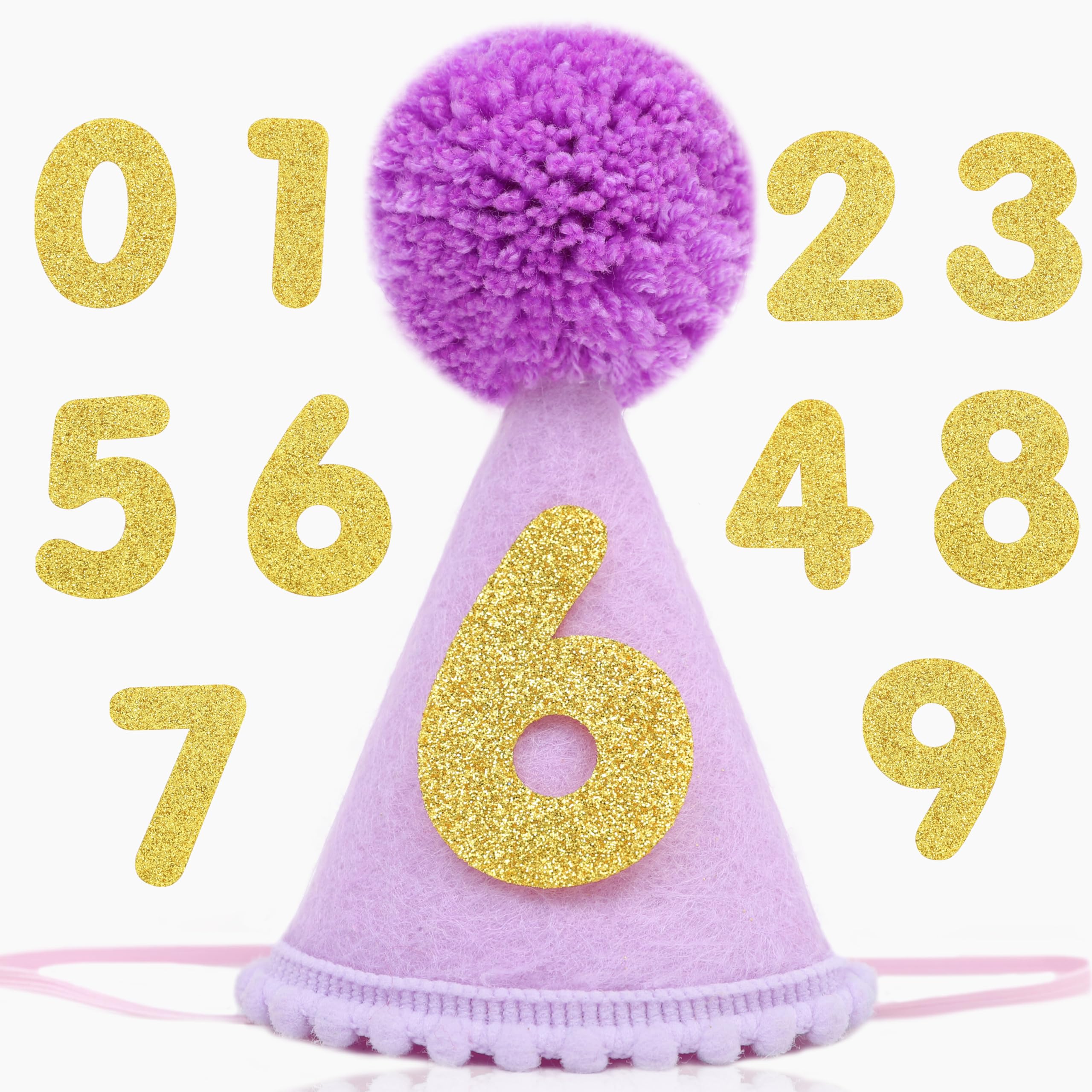 Chapeau Lingana violet avec nombres interchangeables, prêt pour l’anniversaire de votre animal.