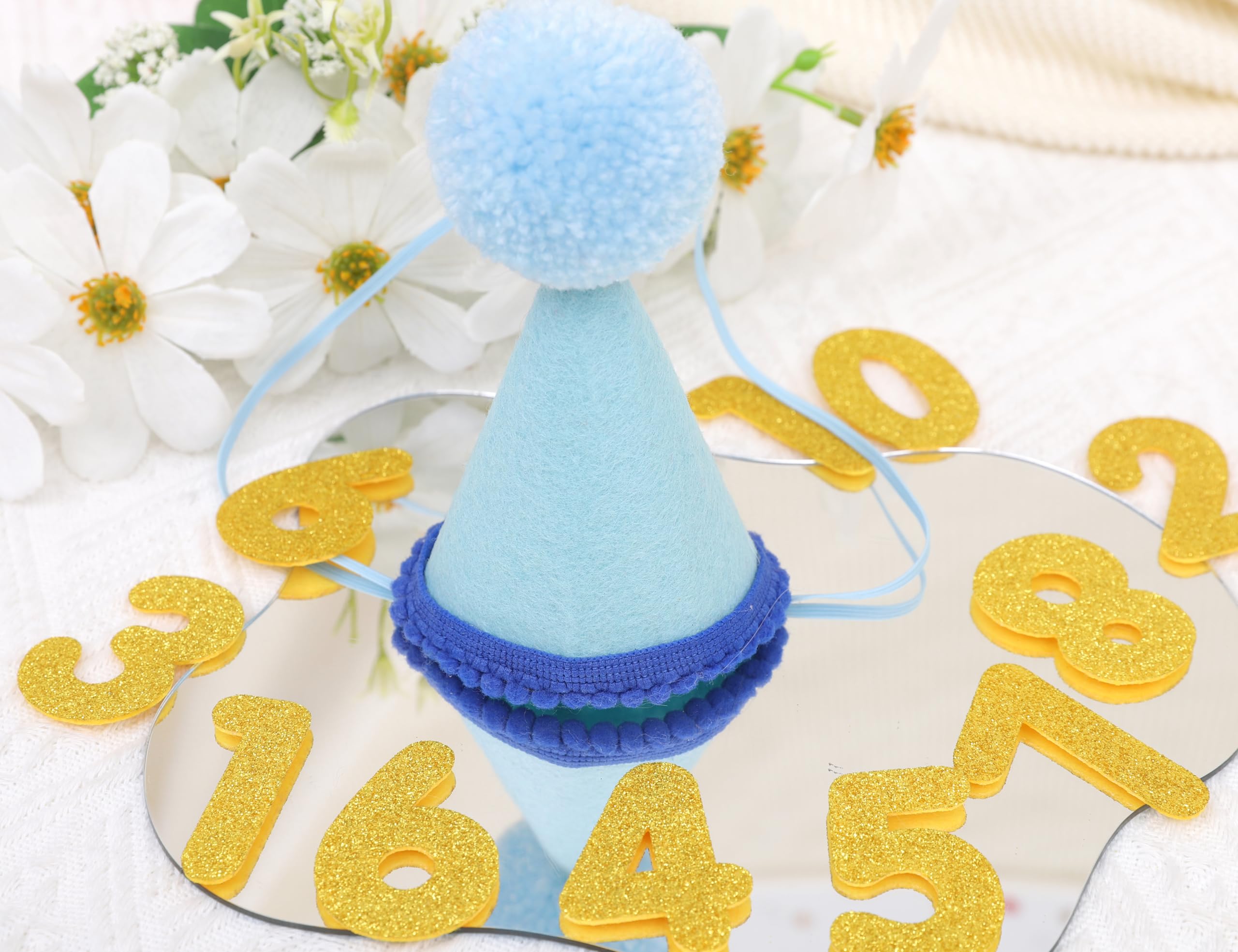 LINGANA chapeau anniversaire animaux bleu – facilité d’enfilage et utilisation immédiate.