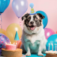 LINGANA chapeau anniversaire animaux bleu – chiffres interchangeables pour marquer 1 à 10.
