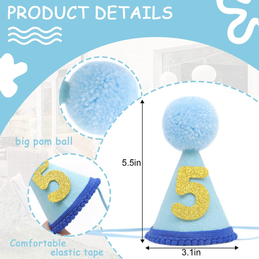 LINGANA chapeau anniversaire animaux bleu – idéal pour photos familiales et moments conviviaux.