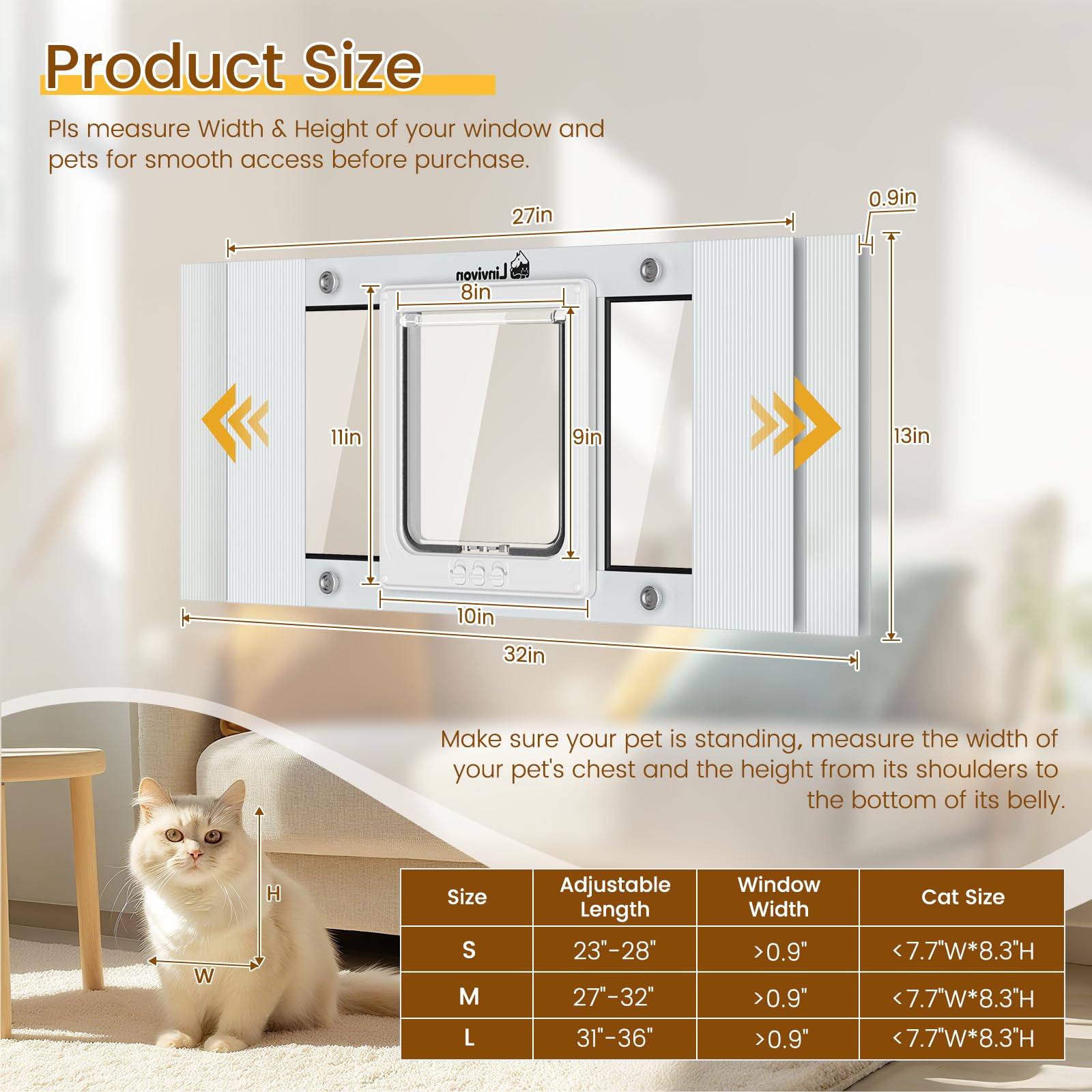 Porte-chat Linvivon avec fermeture magnétique, rapide et silencieuse.