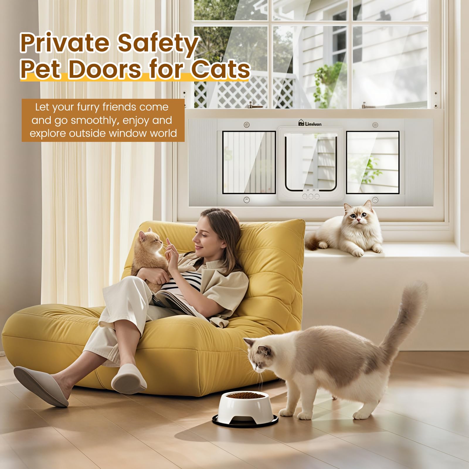 Porte-chat Linvivon offre vue extérieure claire et sécurité.