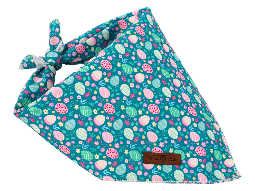 Bandana Lionet Paws pour chien, design œufs vert sur coton doux
