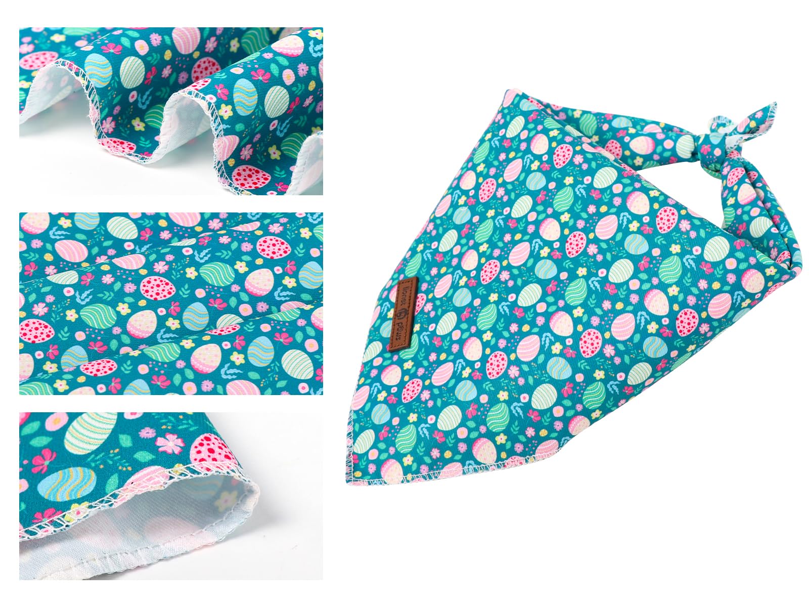 Bandana Lionet Paws coton doux, vert paques, usage quotidien et fêtes